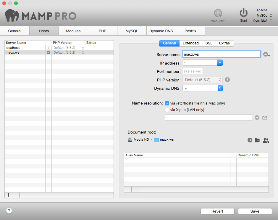 mamp pro dynamic dns