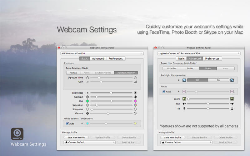 change webcam brightness for skype on mac