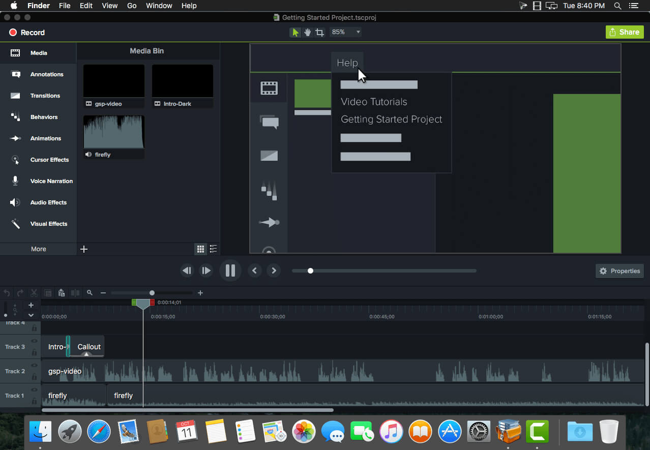 zoom in animations with camtasia 3 using mac