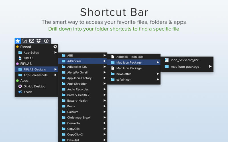 facebook app shortcut bar