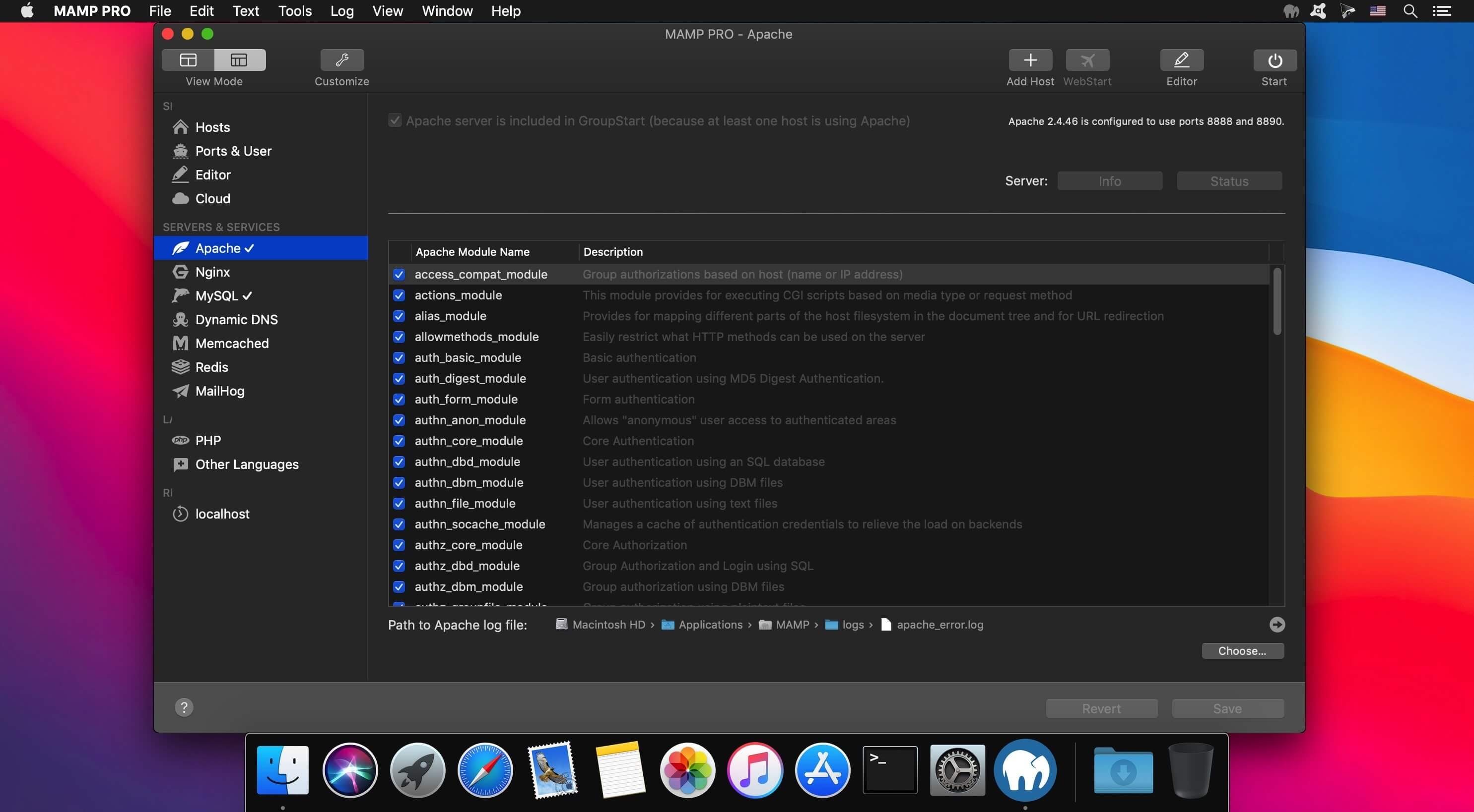 mamp pro version 2 apache unable to start high sierra
